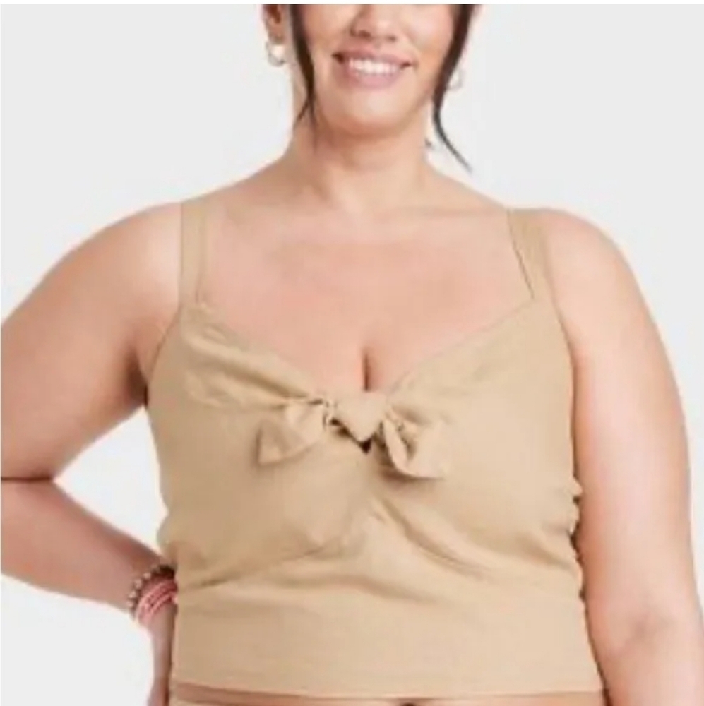 Women's Linen Crop Front Tie Tank - Universal Thread